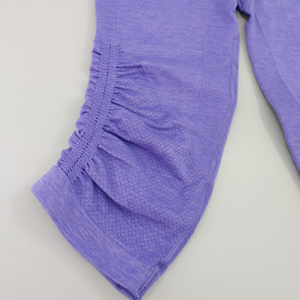 Lululemon‎ Crop Leggings 6 Purple In The Flow Ruched Sides Seamless Yoga - Picture 7 of 12